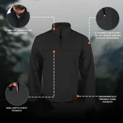 Vista 5 de Propper Camisa de trabajo Softshell con cremallera corta para hombre Negro