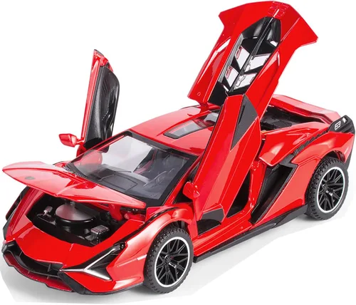Vista 8 de Coche de Juguete Lambo Sian FKP3 Modelo de Coche Fundido con Luces y Sonido, Coche de Juguete con tracción trasera para niños de 3, 4, 5, 6 + años