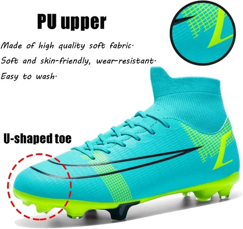 Vista 2 de KAEAEILSS Botas de fútbol para hombre Spikes High Top Unisex para exterioresinteriores Zapatillas de entrenamiento - Botas de fútbol juvenil