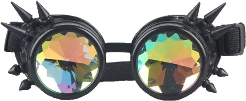 Vista 12 de FUT Gafas Steampunk con pinchos arcoíris ABS, lentes de caleidoscopio rave, soldadura cibernética, gótico, cosplay, vintage