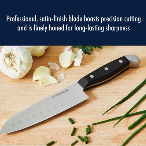 Vista 6 de HENCKELS Statement - Juego de 7 piezas de cuchillos afilados como una navaja con mango blanco, cuchillo de chef, cuchillo de pan, cuchillo