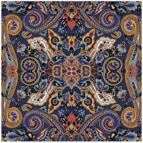 Vista 12 de Mantel cuadrado bohemio, patrón geométrico floral ornamental, ideal para restaurantes, cocinas, bodas, fiestas, etc. Lavable a máquina, 36 x 36 Azul