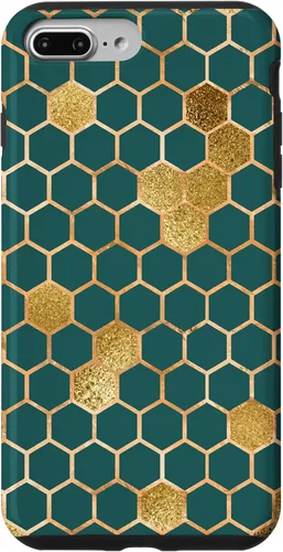 Vista 12 de Bees Honeycomb Pattern Print Honey Hexagon Bees Hive - Green Case for iPhone 17