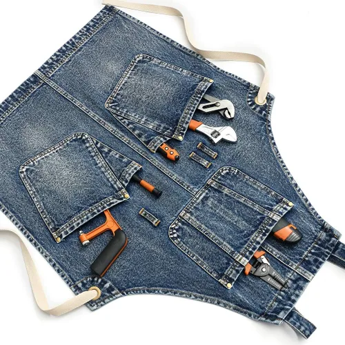 Vista 7 de Jeanerlor Delantal de trabajo para mujer y hombre ajustable S-XXL (azul oscuro)
