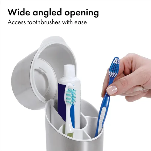 Vista 11 de OXO Good Grips - Organizador de cepillos de dientes de acero inoxidable, organizador y almacenamiento de baño, soporte para cepillos de dientes