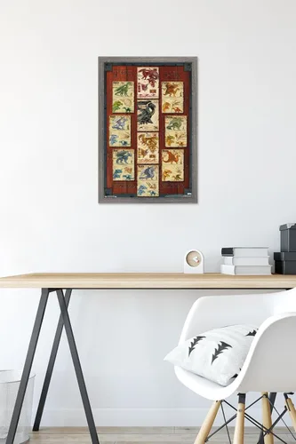 Vista 6 de Trends International Dungeons and Dragons - Póster de pared con cuadrícula de dragón, 22.4L x 14.7W, versión con marco de madera tipo granero
