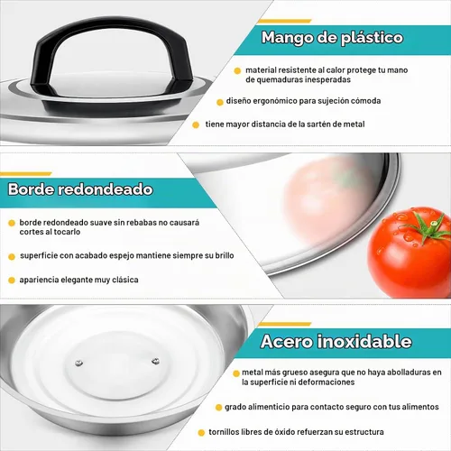 Vista 3 de Cúpula para Derretir Queso de 12 Pulgadas, HaSteeL Cubierta Redonda de Acero Inoxidable para Rociar y Vaporizar, Cúpula Grande Sólida para Plancha