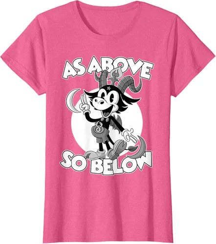 Vista 46 de Camiseta de dibujos animados retro de Baphomet Pagan As Above So Below, Negro, S