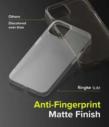 Vista 5 de Ringke Funda compatible con iPhone 13, delgada, translúcida, mínima, amarilleamiento, bisel elevado de policarbonato duro, revestimiento suave, Mate