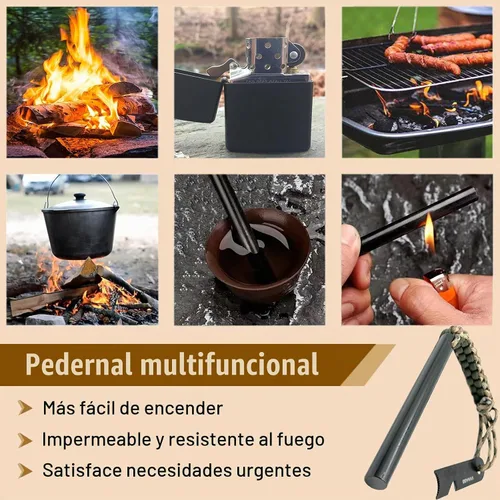 Vista 6 de VVAAGG 4 Inch Large Ferro Rod Fire Starter Survival Flint Kit Camuflaje