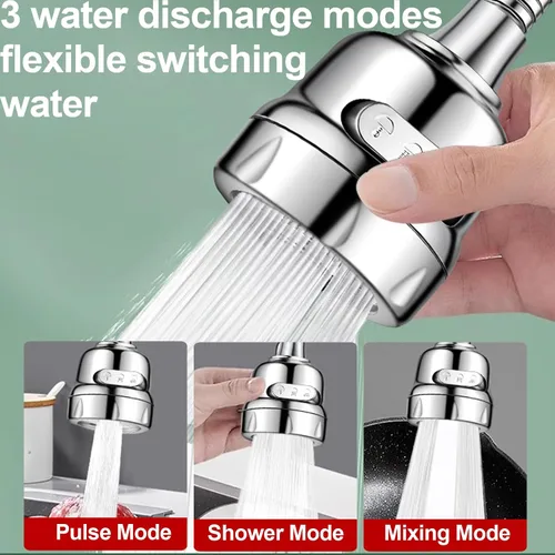 Vista 9 de Accesorio de rociador de llave, cabezal de llave de cocina de repuesto giratorio de 360° extensor de llave de 3 velocidades con adaptador universal