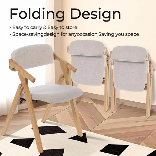 Vista 7 de Sillas plegables con asientos acolchados, silla de comedor apilable de madera, sillas de comedor plegables fáciles de almacenar para cocina, sala