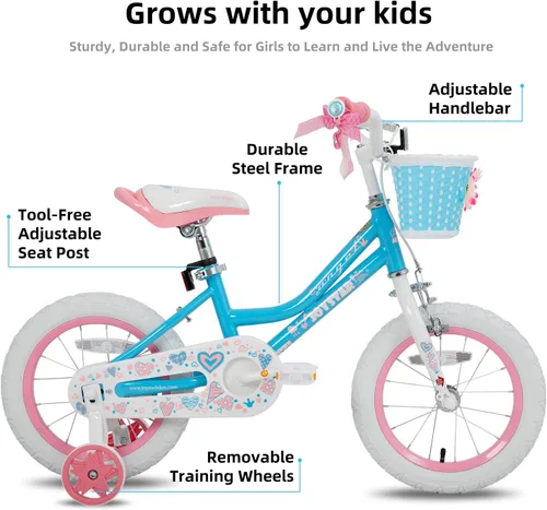 Vista 2 de JOYSTAR Angel Bicicleta para Niñas para Niñas Pequeñas y Niños de 2 a 13 Años, Bicicleta para Niños de 12, 14, 16, 18, 20 Pulgadas con Ruedas