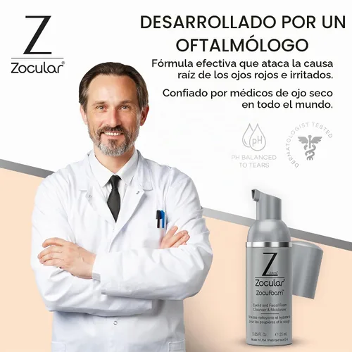 Vista 8 de Zocular ZocuFoam Limpiador Espumoso para Párpados – Espuma Limpiadora Suave con pH Equilibrado – 25 mL