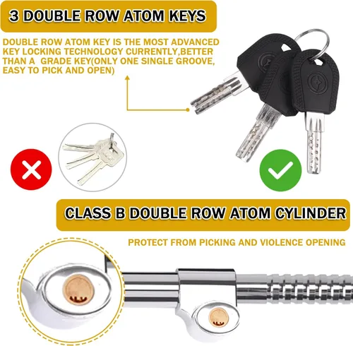 Vista 4 de Tevlaphee Cerradura Universal de Freno para Volante Antirrobo Retráctil de Doble Gancho Cerradura de Pedal de Embrague para Coche Camión SUV
