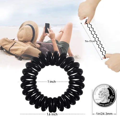 Vista 5 de Bandas para el cabello, paquete de 17 unidades, espirales, sin arrugas, multicolor, impermeable, cable de teléfono, accesorios para niña y mujer