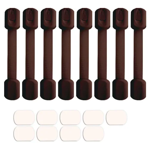 Vista 10 de Viaky - Paquete de 8 cerraduras negras de seguridad para niños, correas ajustables a prueba de bebés para cajones, horno, refrigerador, asiento