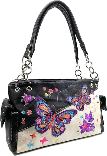 Vista 3 de Zelris Butterfly Flower Season Bordado mujeres ocultan llevar bolso cartera conjunto