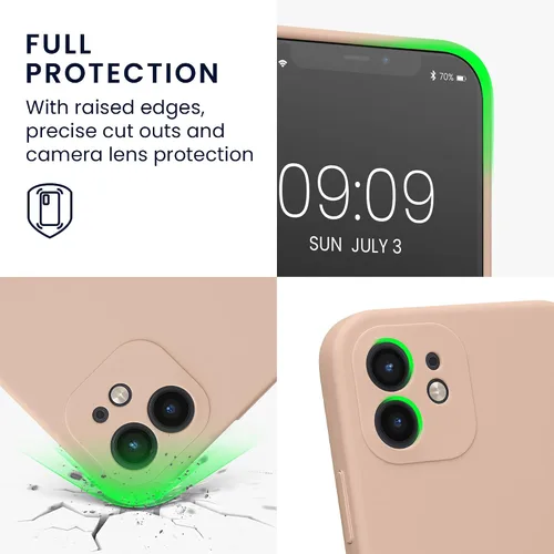 Vista 3 de kwmobile Funda compatible con Apple iPhone 12, funda delgada de silicona TPU para teléfono, acabado suave al tacto, remolino de coco