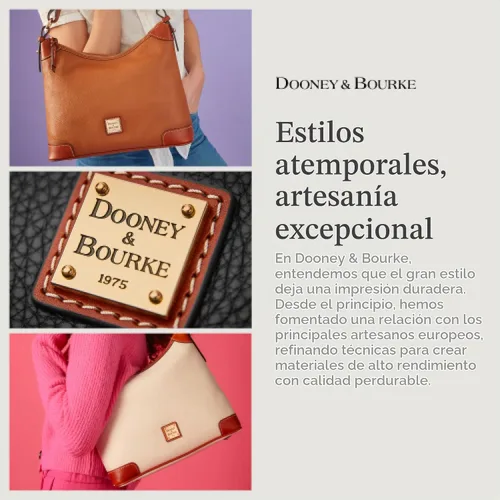 Vista 6 de Dooney & Bourke - Bolso con cremallera para mujer, de cuero flor con textura granulada, grande y con correa ajustable y extraíble para el hombro
