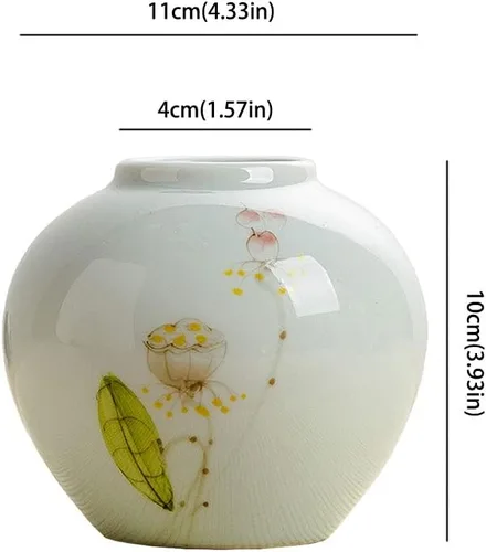 Vista 2 de Decorative Vase Chinese Style White Ceramic Vase Home Restaurant Coffee Table Office Desktop Decoration Vase Retro Hand-Painted Vase Gift Vase
