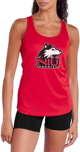 Vista 257 de Camiseta deportiva sin mangas oficial de NCAA Collegiate para mujer, con espalda cruzada, colección con logotipo primario