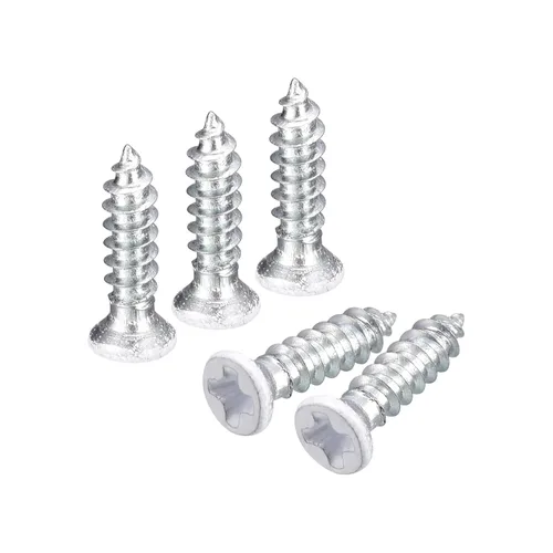 Vista 20 de uxcell Tornillos blancos ST2x4mm Tornillos autorroscantes, 100 tornillos Phillips de cabeza plana para madera para carpintería