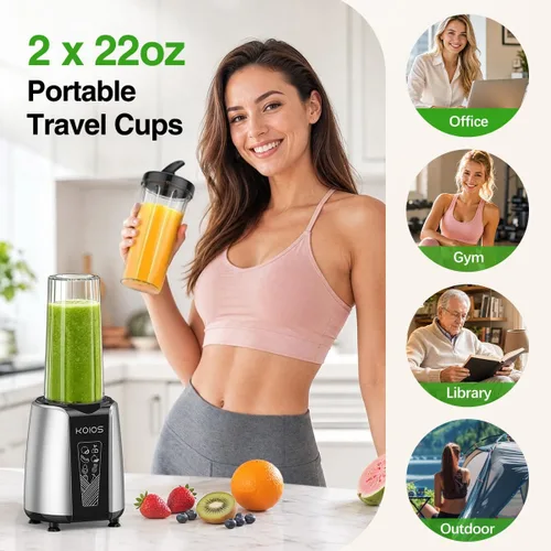Vista 10 de KOIOS Smoothie Blender, 1000W, Blenders Smoothies and Shakes, Frozen Drinks