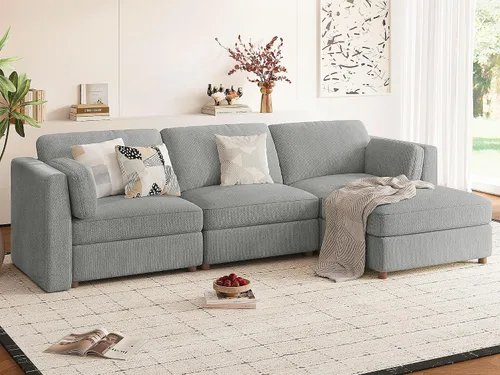 Vista 24 de CUGOAO Sofá biplaza extragrande de 83.5 pulgadas, sofás para sala de estar, sofá nube de felpilla de asiento profundo, sofá modular seccional, funda