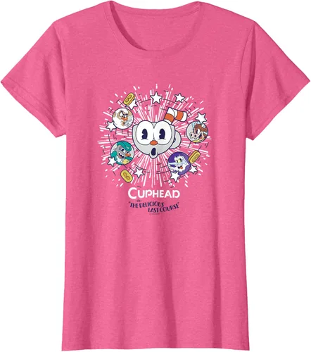 Vista 20 de Cuphead: Camiseta The Delicious Last Course Cuphead Character Group, Azul Azul Pastel