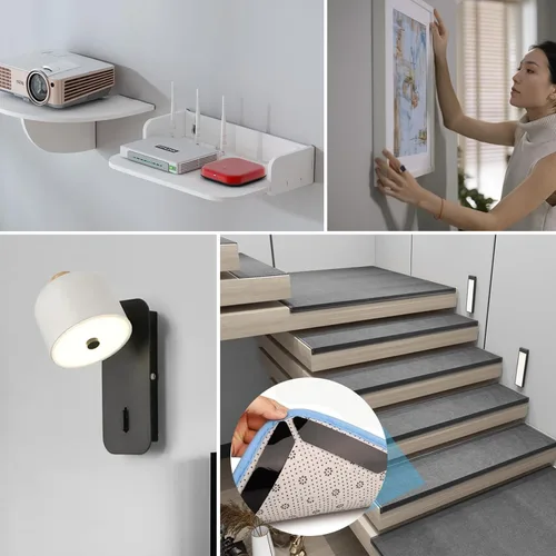 Vista 6 de Art3d 20 juegos de cinta adhesiva de gancho y bucle, tira adhesiva de doble cara de 4 x 6 pulgadas, resistente Negro