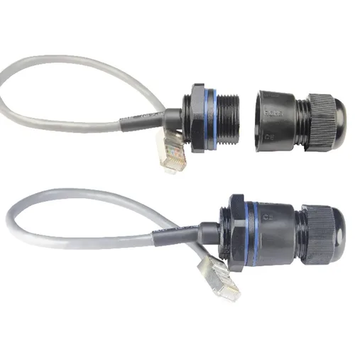 Vista 8 de 2 unids M20 RJ45 impermeable Cat5/5e/6 8P8C conector IP67 Ethernet LAN Cable Conector doble cabeza con escudo Cat6 Cable de red LAN al aire libre
