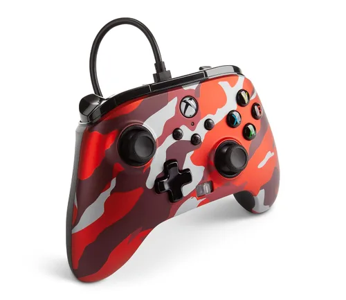 Vista 3 de PowerA Enhanced Wired Controller for Xbox Series XS - Metallic Red Camo, gamepad, wired video game controller, gaming controller, Xbox Series XS