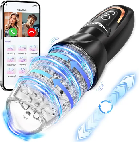 Vista 7 de Masturbador automático masculino juguete sexual con 10 vibraciones, 8 patrones de empuje y rotación, juguetes sexuales masculinos para hombres