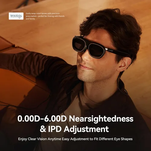 Vista 7 de Rokid AR - Gafas de Video Espacial con Sistema de 3 Pantallas, Gafas AR Max2 Negras y Computadora Espacial Station2 con Micro-OLED de 360°, OLED