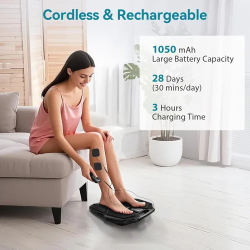 Vista 7 de NURSAL Masajeador de pies EMS para neuropatía, estimulador muscular eléctrico para circulación de pies y piernas, unidad TENS para pies con 6