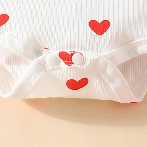 Vista 26 de My First Valentine's Day - Conjunto de ropa para bebé niña con volantes, manga larga, estampado de corazón, falda con tirantes