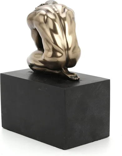 Vista 6 de Veronese Design Estatuilla masculina llorona desnuda de 4 3/8 pulgadas de alto en zócalo de resina fundida en frío, escultura de arte corporal