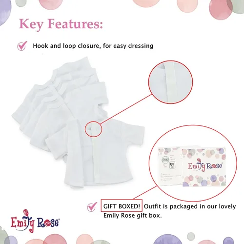 Vista 7 de Emily Rose Paquete de 5 camisetas blancas de 18 pulgadas para muñecas – 80/20 algodón/poliéster Ropa básica para muñecas – Se adapta a muñecas