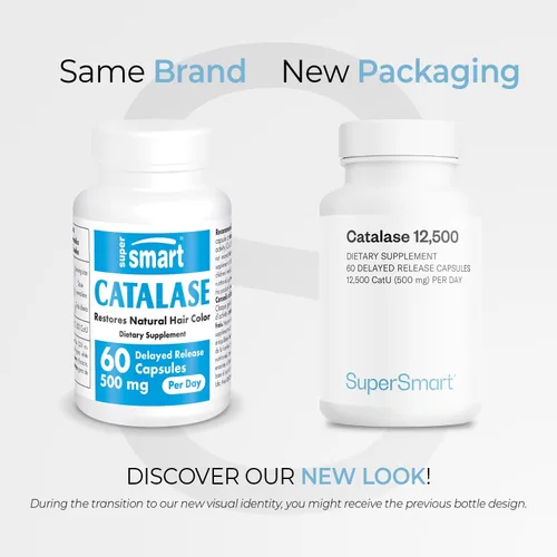 Vista 2 de Supersmart - Catalase 500mg por día (12500 CatU) - Enzima natural - Suplemento anti canas Sin OMG y sin gluten - 60 cápsulas de liberación