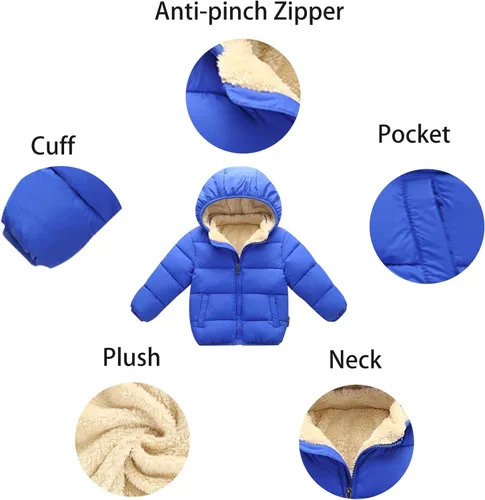 Vista 5 de XMWEALTHY Chaqueta de plumón con capucha para bebés y niñas, abrigo de invierno cálido con forro polar