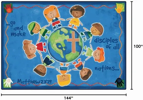 Vista 2 de Alfombras para niños KID$Value Plus 92017 Great Commission - Alfombra rectangular de 7 pies 6 pulgadas x 12 pies