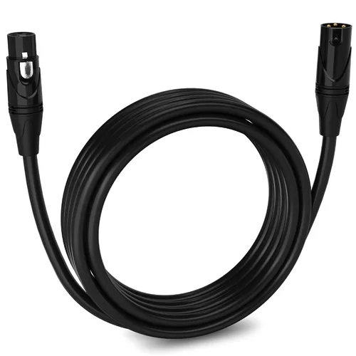 Vista 77 de LyxPro Cable de micrófono XLR hembra a macho de ángulo recto de 3 pines de 1.5 pies para altavoces amplificados, interfaz de audio, rendimiento