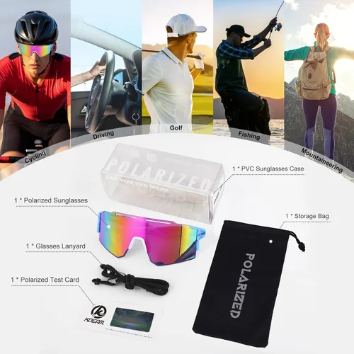 Vista 7 de Gafas de sol polarizadas deportivas para mujeres y hombres, UV400, gafas de ciclismo, béisbol, correr, pesca, al aire libre, resistentes al viento