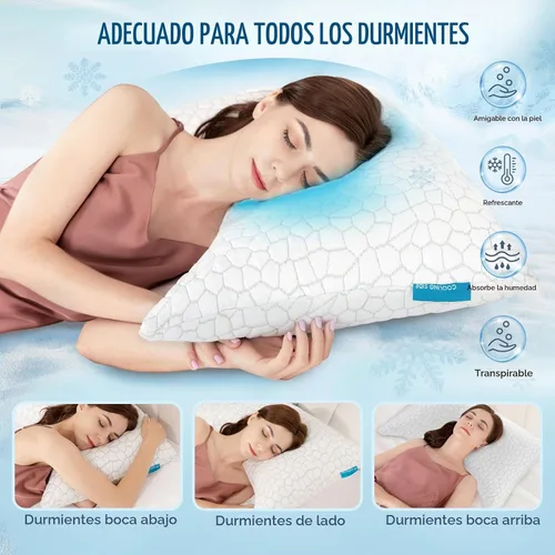 Vista 4 de Almohadas para dormir de lado para adultos, almohada cervical para dormir de lado, almohada refrescante con diseño ergonómico, almohadas ajustables