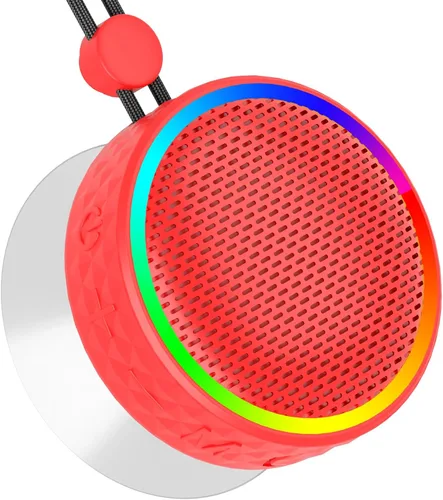 Vista 8 de Altavoz de ducha Bluetooth, altavoz inalámbrico portátil, ventosa, altavoz Bluetooth con luces RGB, sonido HD de 360°, compatible con tarjeta TF