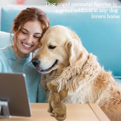 Vista 6 de Figura conmemorativa de ángel para la pérdida de perro, regalo de duelo de mascotas con puente arcoíris, regalo para mamá