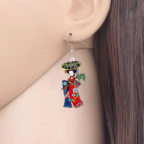 Vista 62 de DUOWEI Aretes de acrílico estilo japonés con diseño de anime para muñeca, colgantes, joyería para mujer