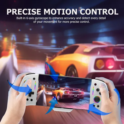 Vista 7 de arVin SwitchSwitch OLED Controller for Handheld Mode, One-Piece Wired Joypad Replacement Controller for Nintendo Switch with 8-Colors Adjustable LED