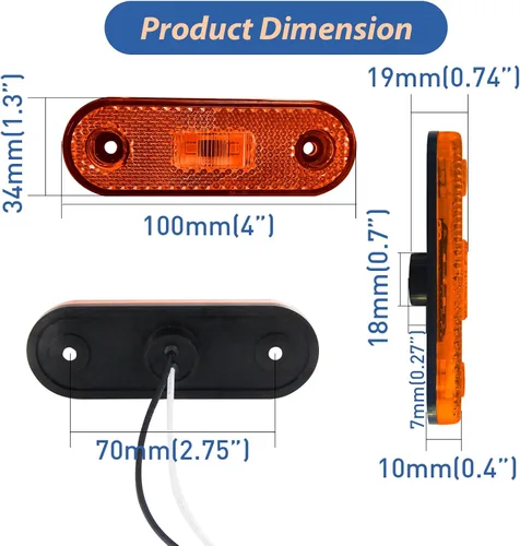 Vista 3 de Dream lighting Luces LED de marcador de remolque con reflector para vehículo automotriz, luz de separación superior de 4 pulgadas, luz de marcador 2
